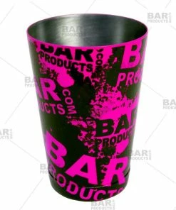 Best Sale 😀 Bars Cocktail Shaker Tin - 18oz Weighted - NEON PINK Grungy BPC Logo 🌟 -Bars Sales Shop 18oz shaker tin neon pnk bpc web1 800x