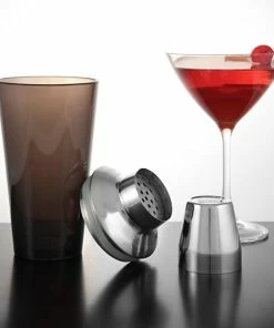 Cheap ⭐ Bars 3 Piece Plastic Shaker With Stainless Steel Mid Section ⌛ -Bars Sales Shop 3pc plastic mixing glass stainless steel strainer smoke main2 800x