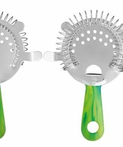 Cheap 😀 Bars 4 Prong Cocktail Strainer - Swirl Vinylworks 🤩 -Bars Sales Shop 4 prong blue yellow vinyl swirl cocktail strainer 800x