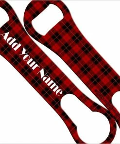 Budget 💯 Bars ADD YOUR NAME V-Rod® Bottle Opener – Winter Plaids 🥰 -Bars Sales Shop add your name christmas plaidvrod opener red black 800x