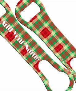 Budget 💯 Bars ADD YOUR NAME V-Rod® Bottle Opener – Winter Plaids 🥰 -Bars Sales Shop add your name christmas plaidvrod opener red light green 800x