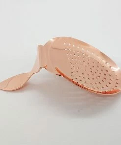 New 🤩 Bars BarConic® Julep Strainer - Copper Plated With Curved Handle 🎁 -Bars Sales Shop bent strainer copper bpc 1 800x