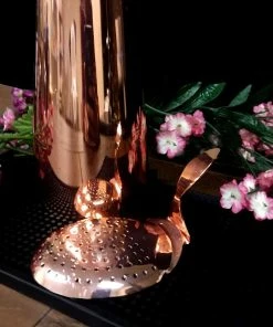 New 🤩 Bars BarConic® Julep Strainer - Copper Plated With Curved Handle 🎁 -Bars Sales Shop bentcopper bpc 800x