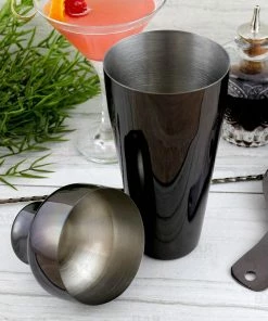 Outlet 😍 Bars Olea™ 2 Piece Cocktail Shaker - Gun Metal Plated Parisian Style - 20 Ounce 🎁 -Bars Sales Shop black 2p cocktail shaker bpc 4 800x