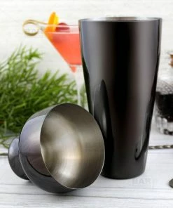 Outlet 😍 Bars Olea™ 2 Piece Cocktail Shaker - Gun Metal Plated Parisian Style - 20 Ounce 🎁 -Bars Sales Shop black 2p cocktail shaker bpc 5 1 800x