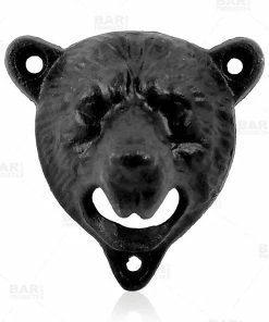 Promo 😉 Bars Bear Themed Wall Mounted Bottle Opener - Black 🧨