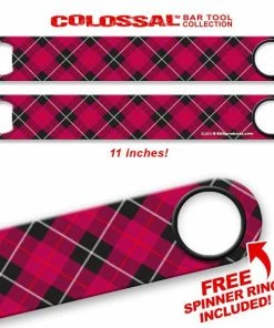 Cheap 🥰 Bars Black / Pink Plaid Kolorcoat™ 11" Long COLOSSAL™ Speed Bottle Opener 🥰