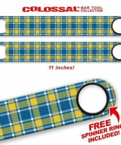 Cheapest 😍 Bars Blue / Yellow Plaid Kolorcoat™ 11" Long COLOSSAL™ Speed Bottle Opener 🥰