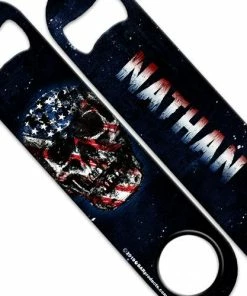 Hot Sale 🔔 Bars ADD YOUR NAME Speed Bottle Opener - Grunge American Flag Skull 💯