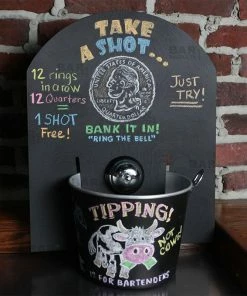 New ✨ Bars Chalkboard Backboard For Tip Bucket - With Bell ✔️
