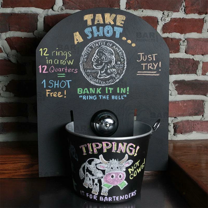 New ✨ Bars Chalkboard Backboard For Tip Bucket - With Bell ✔️ 1 New ✨ Bars Chalkboard Backboard For Tip Bucket - With Bell ✔️