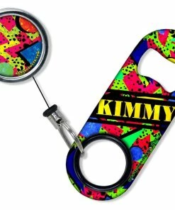 Budget 🎁 Bars Add Your Name - Mini Bottle Opener With Retractable Reel - Colorful Elements 🔔