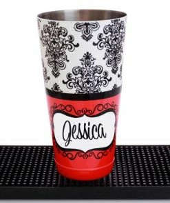 Top 10 💯 Bars Damask Patterns Printed Cocktail Shaker Tin - 28 Oz Weighted - ADD YOUR NAME 😍 -Bars Sales Shop custom printed damask shaker tin coral up 800x