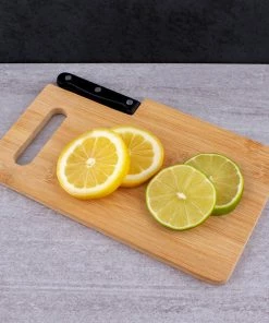 Budget 🛒 Bars Cutting Board With Built-in Knife - Bamboo ❤️ -Bars Sales Shop cuttingboard with knife scene1 800x
