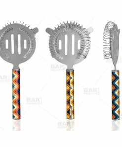 Deals 🧨 Bars Cocktail Strainer - Pipe Handle - Colorful Geometric 🌟 -Bars Sales Shop designer strainer geo bpc 800x