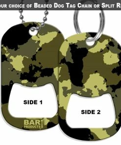 Flash Sale ❤️ Bars 🦮 Dog Tag Bottle Opener - Black / Yellow Grunge Camo 🧨