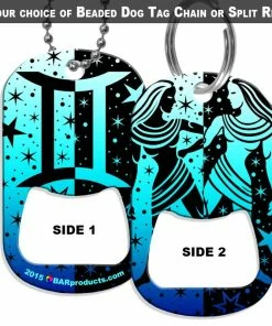 Outlet 🎉 Bars 🦮 Dog Tag Bottle Opener - Zodiac Sign - Gemini 💯