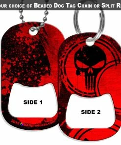 Cheap 🧨 Bars 🐶 Dog Tag Bottle Opener - Grunge Skull - Red & Black 🧨