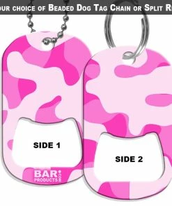 Budget 🎉 Bars 🐕 Dog Tag Bottle Opener - Pink Camo 🥰
