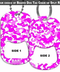 Coupon ❤️ Bars 🐕 Dog Tag Bottle Opener - Pink And White Camo 🎉