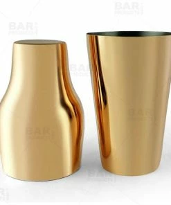 New 🔥 Bars BarConic® French Style Gold Plated Cocktail Shaker (2 Piece) - 20 Ounce ⌛ -Bars Sales Shop french cocktail shaker gold bpc 3 800x