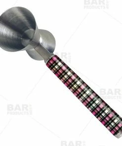 Outlet 💯 Bars Plaid Jigger With Printed Handle Design - .75oz X 1.25oz 🤩 -Bars Sales Shop jigger printed handle plaid bp 800x