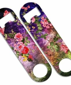 Best Pirce ⌛ Bars Add Your Name - Skinny Mini Bottle Opener - Grunge Flowers ✔️