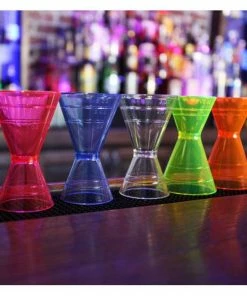 Budget 🌟 Bars Plastic Jiggers With Measuring Lines 😍 -Bars Sales Shop neon clear plastic jiggers bar 1 800x