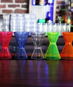 Budget 🌟 Bars Plastic Jiggers With Measuring Lines 😍 -Bars Sales Shop neon clear plastic jiggers bar 2 800x