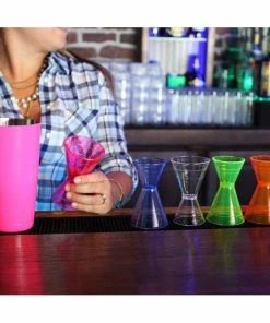 Budget 🌟 Bars Plastic Jiggers With Measuring Lines 😍 -Bars Sales Shop neon clear plastic jiggers bar 3 800x