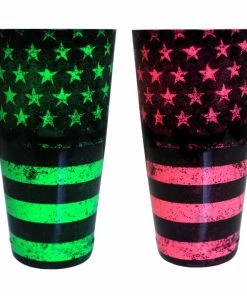 Hot Sale 🎁 Bars Printed Cocktail Shaker Tin - NEON US Flag - 28 Ounce Weighted 🧨