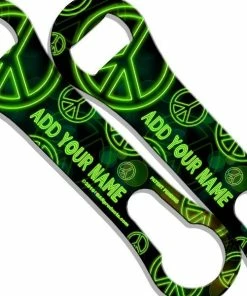 Top 10 👏 Bars ADD YOUR NAME V-ROD® Bottle Opener - Neon Series - Several Options 🔔 -Bars Sales Shop neon peace signs v rod bottle opener green 800x