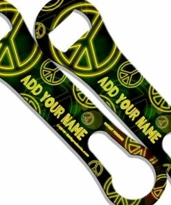 Top 10 👏 Bars ADD YOUR NAME V-ROD® Bottle Opener - Neon Series - Several Options 🔔 -Bars Sales Shop neon peace signs v rod bottle opener yellow 800x