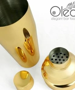 Discount 😍 Bars Olea™ Gold Plated 3-Piece Cocktail Shaker Deluxe - 24 Ounce 😉 -Bars Sales Shop olea 3 piece gold shaker bpc 4 800x