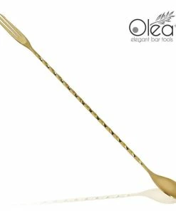Best deal ✨ Bars Olea™ Bar Spoon - Gold Plated With Trident Fork Tip (30cm) 🥰
