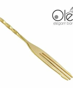 Best Sale ❤️ Bars Olea™ Bar Spoon - Gold Plated With Trident Fork Tip (40cm) ❤️ -Bars Sales Shop olea gold bar spoon fork tip 6 1 800x