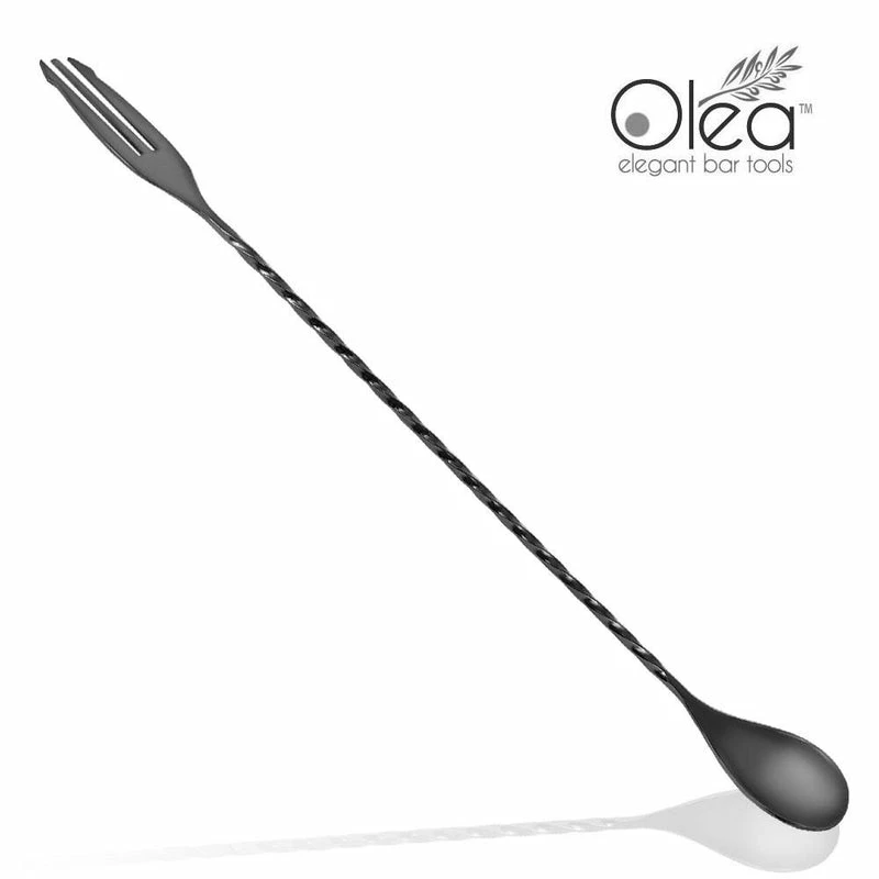 New 💯 Bars Olea™ Bar Spoon - Gunmetal Plated With Trident Fork Tip (30cm) 😉 1 New 💯 Bars Olea™ Bar Spoon - Gunmetal Plated With Trident Fork Tip (30cm) 😉