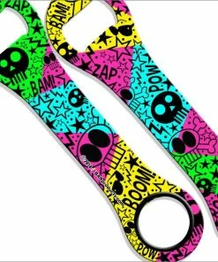 Promo 🤩 Bars Retro Pop Skulls Kolorcoat™ 🐕 Dog Bone Bottle Opener 🧨