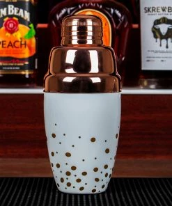 Discount 🎉 Bars BarConic® 3 Piece Shaker Set - Polka Dot Design W/ Rose Gold Lid 😉 -Bars Sales Shop polkadot shaker scene1 800x