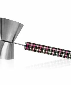 Outlet 💯 Bars Plaid Jigger With Printed Handle Design - .75oz X 1.25oz 🤩