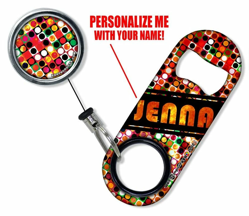 Cheap โ Bars Add Your Name - Mini Bottle Opener With Retractable Reel - Grungy Retro Dots ๐ 3 Cheap โ Bars Add Your Name - Mini Bottle Opener With Retractable Reel - Grungy Retro Dots ๐ - Image 3