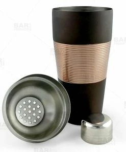 Discount ✨ Bars Cocktail Shaker - 3 Piece Ribbed Espresso / Copper / Stainless Steel - 28 Ounce ❤️ -Bars Sales Shop ribbed copper cocktail shaker bpc 3 800x