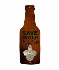 Best Pirce 🌟 Bars "Save Water, Drink Beer" Beer Shaped Wall Bottle Opener 👏