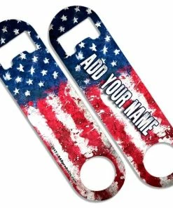 Coupon 👏 Bars Add Your Name - Skinny Mini Bottle Opener - Grunge US Flag 👏
