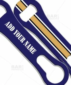 Wholesale 👏 Bars ADD YOUR NAME V-Rod® Bottle Opener - Sports Theme (Several Colors Available) 😉 -Bars Sales Shop sports blue white tan vrod lbl bpc 800x
