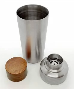 Discount 👍 Bars Stainless Steel 3 Piece Cocktail Shaker W/ Wood Cap - 26oz 🌟 -Bars Sales Shop ss cocktail shaker w wood cap 3 800x