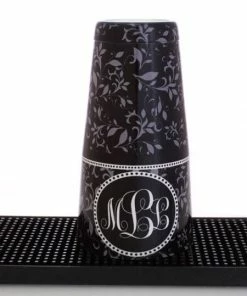 Hot Sale 👏 Bars Monogram Gray Swirls Cocktail Shaker Tin - 28 Oz Weighted - ADD YOUR NAME 👍 -Bars Sales Shop swirl black grey custom monogram shaker 800x