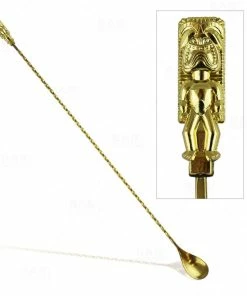 Flash Sale 🎁 Bars Bar Spoon - Tiki Butt Ku - Gold Plated - 40cm 💯