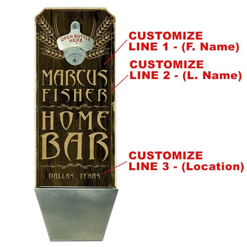 Best Pirce 🤩 Bars Add Your Name - Wall Mounted Wood Plaque Bottle Opener & Cap Catcher - Home Bar 🔥 2 Best Pirce 🤩 Bars Add Your Name - Wall Mounted Wood Plaque Bottle Opener & Cap Catcher - Home Bar 🔥 - Image 2