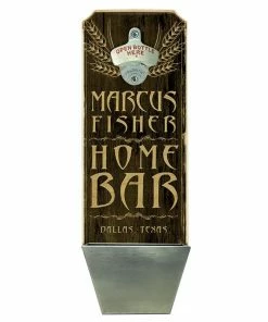 Best Pirce 🤩 Bars Add Your Name - Wall Mounted Wood Plaque Bottle Opener & Cap Catcher - Home Bar 🔥
